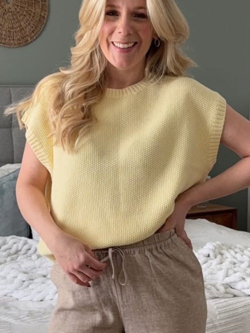 Yellow Knit Extended Sleeve Sweater Top